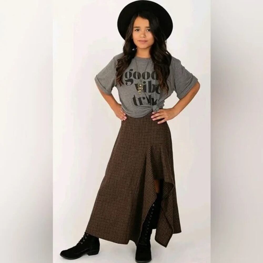 Joyfolie Mia Joy Girls Irma Skirt Brown Black Plaid